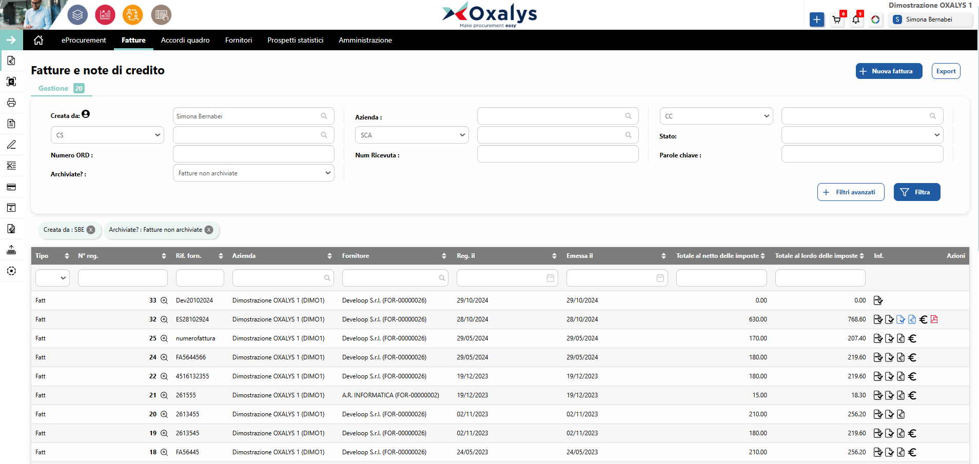 Oxalys - Fatture