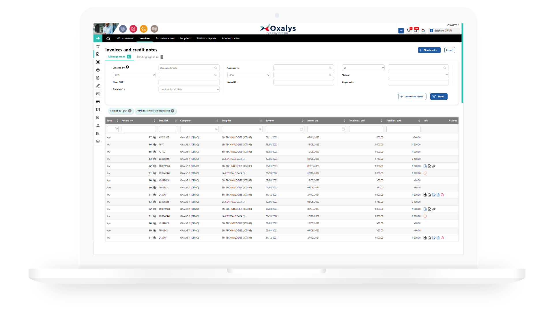 Invoices and credit notes - Oxalys